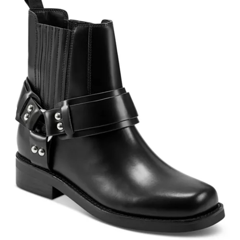 Marc Fisher Mizzie Black Leather Ankle Boots